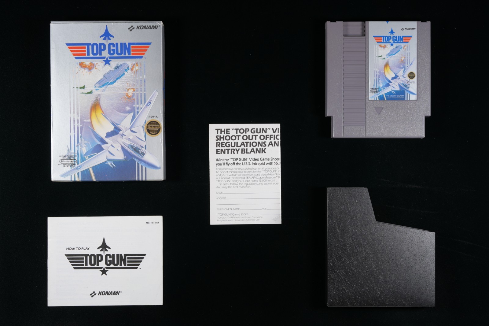 Top Gun (NES, 1987) – PSA 9.0 CIB – GSI: Top Gun Contest Form (KON‑TG‑US) – 9.6