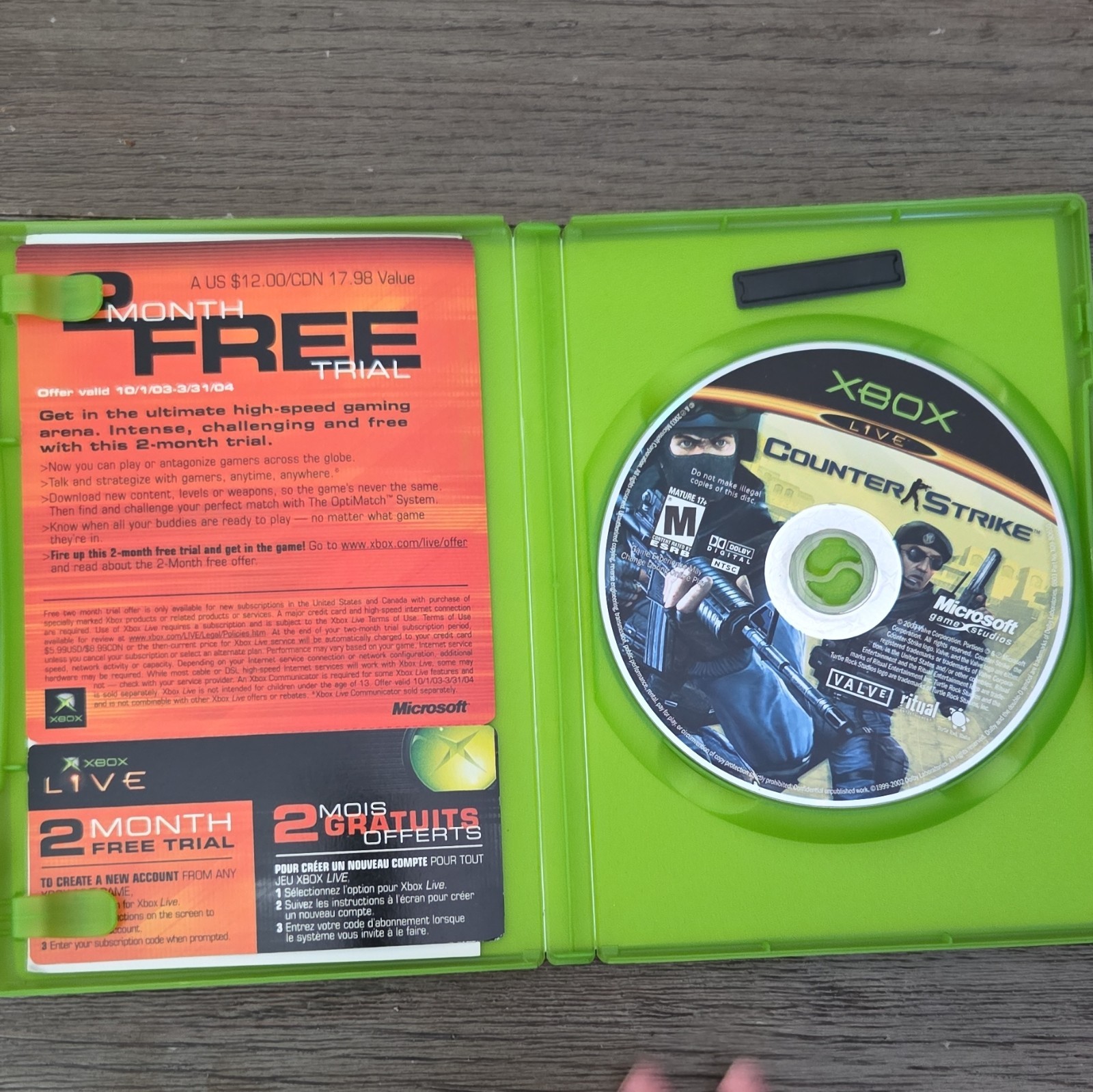 Microsoft Counter-Strike Xbox NTSC-U/C Shooter M Online Playability w/ Case
