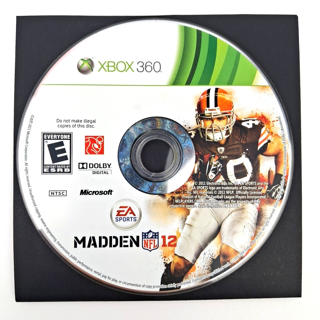Madden NFL 12 (Microsoft Xbox 360, 2011) Tested Disc Only Fast Shipping