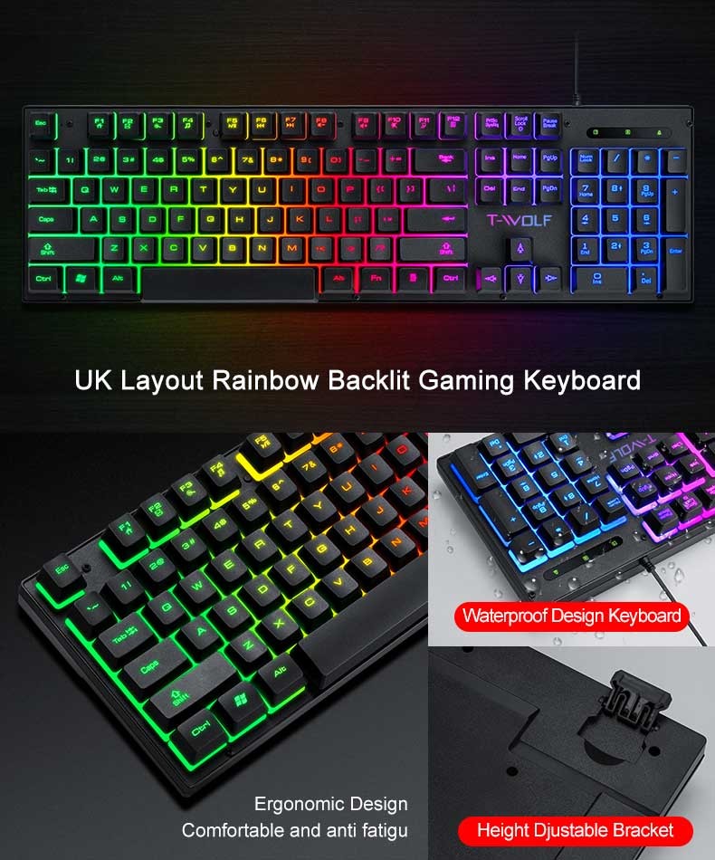 3 IN 1 PC Gaming Keyboard Mouse Gaming Headset Set RGB LED Backlit USB Wired