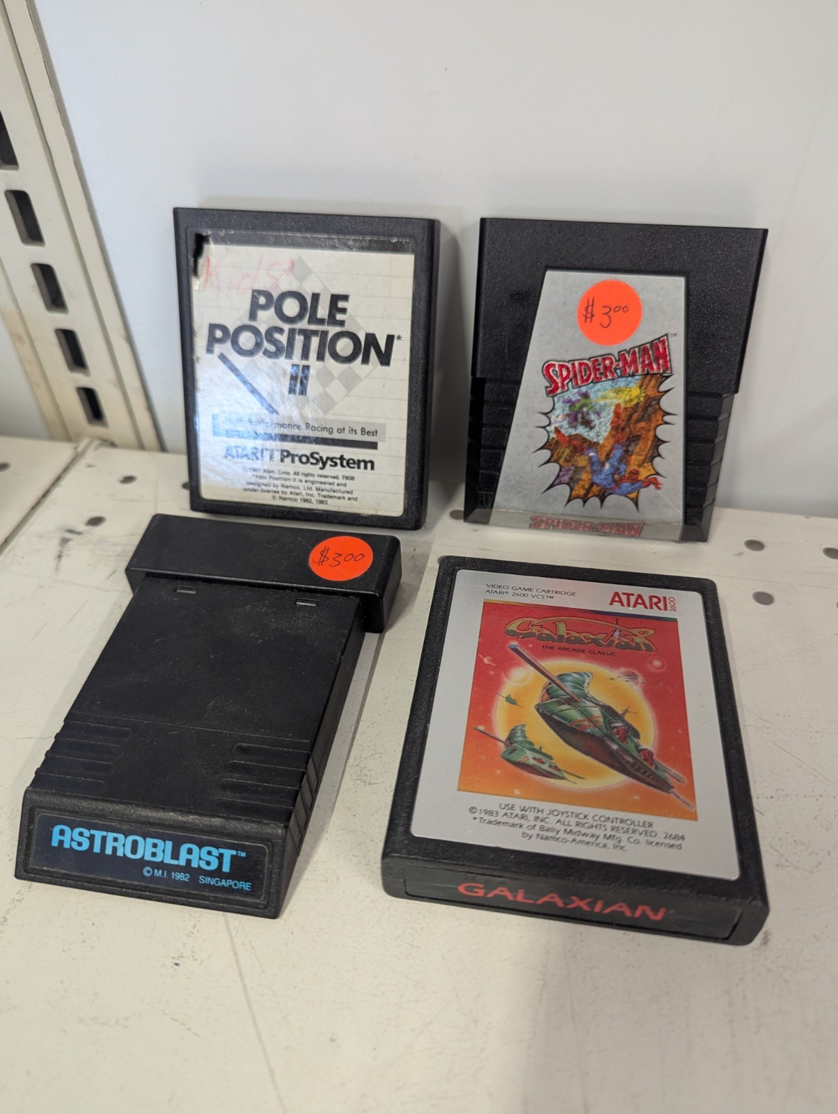 6B Lot Of 4 Atari Video Games UNTESTED Pole Spider-Man Galaxian Astroblast