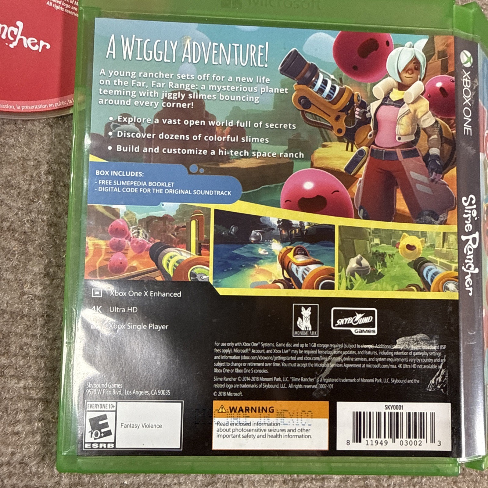 Slime Rancher Xbox One Enhanced Ultra HD Booklet CIB Adult Owned Excellent Disc