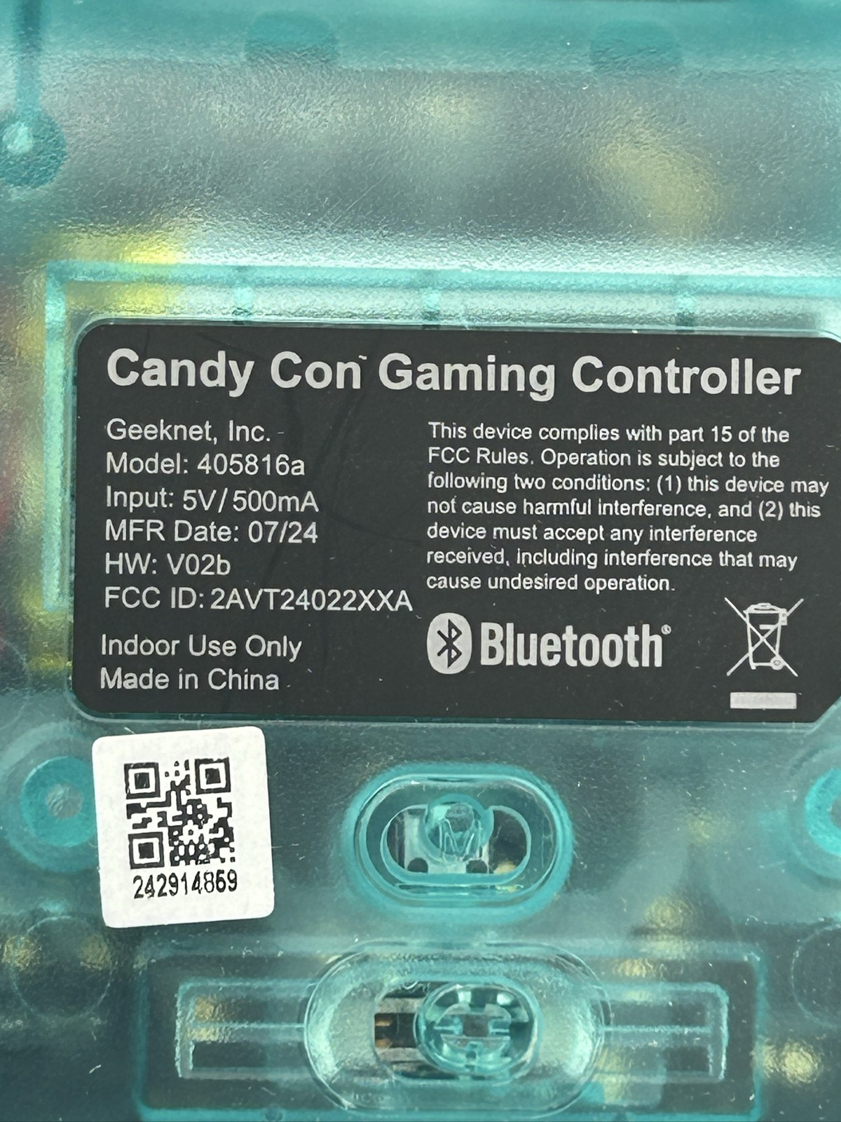 Candy Con Gaming Controller Teal Ergonomic Wired for Nintendo Switch