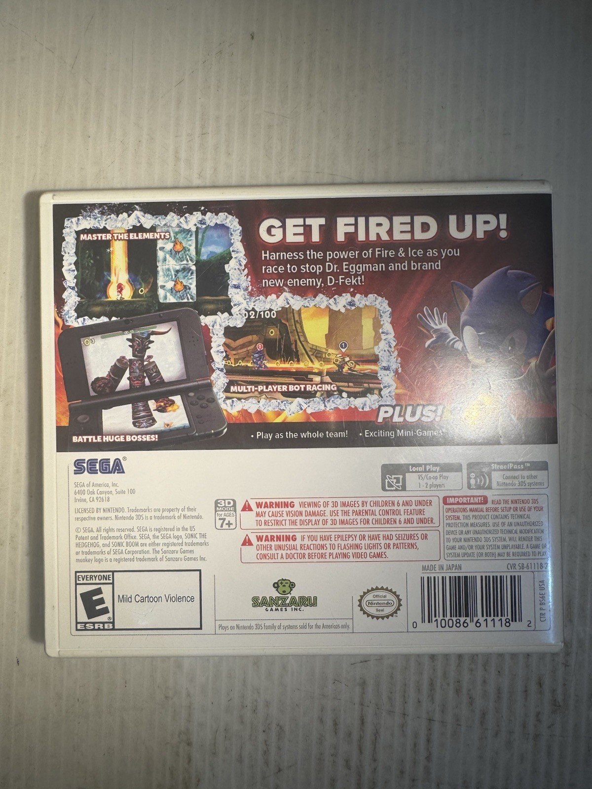 Sonic Boom: Fire & Ice Nintendo 3DS Complete CIB Tested