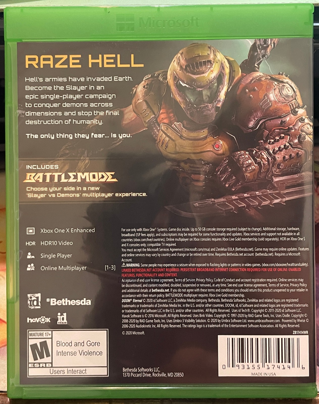 Doom Eternal CIB – English – XBOX One 2020