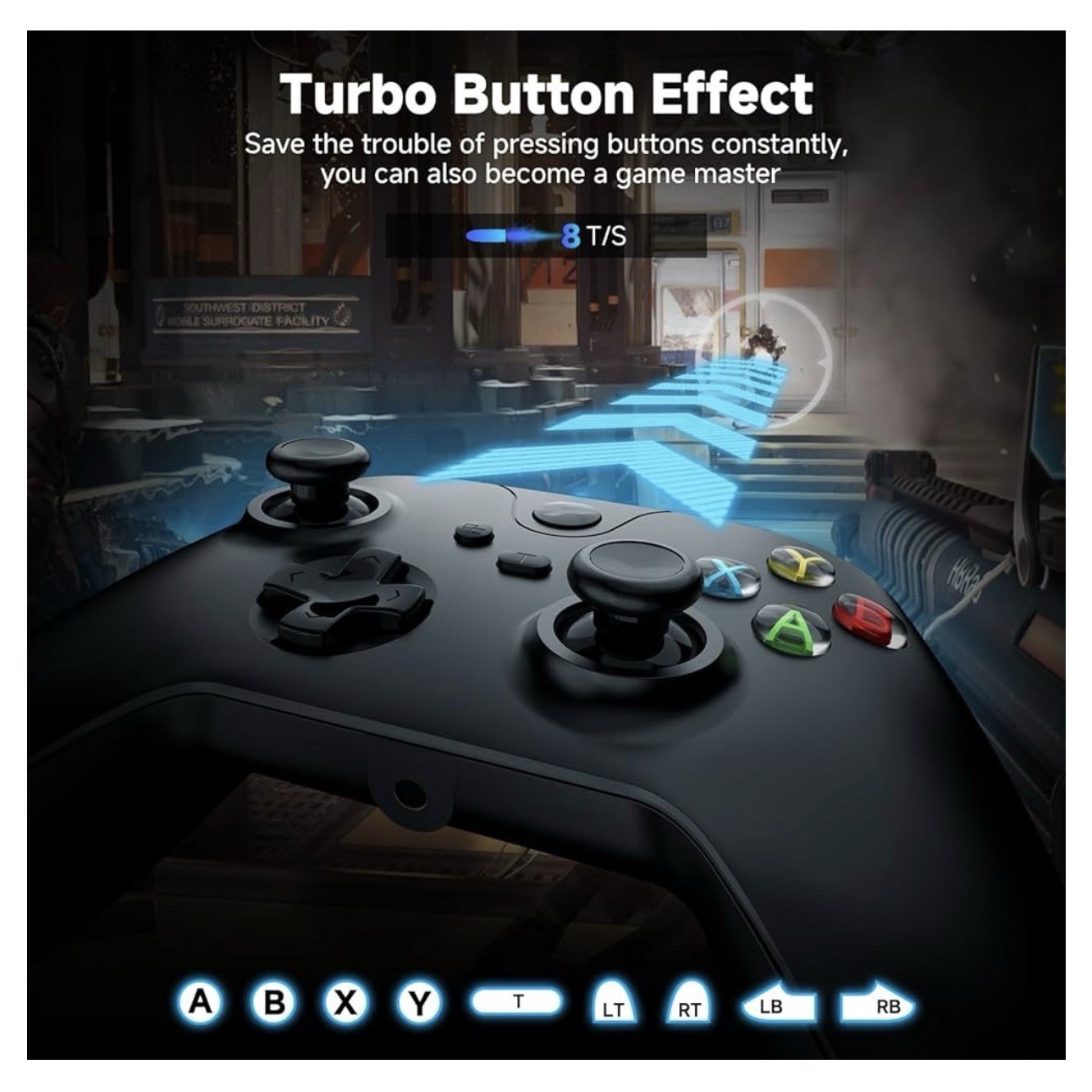 Wired USB Turbo Controller 3.5mm Jack Black Xbox One/Series X|S PC 7.2ft