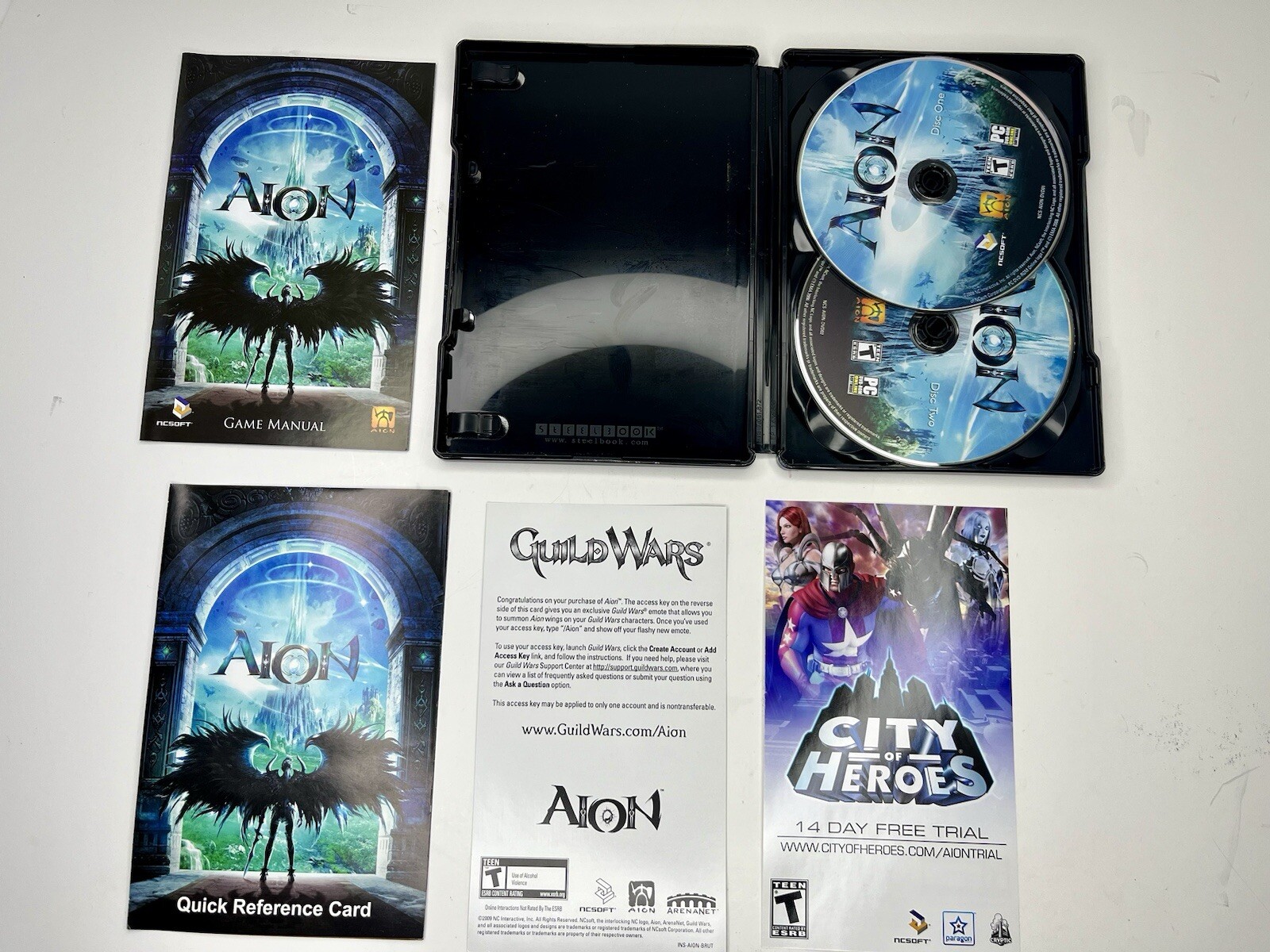 Aion (PC DVD-Rom, 2009, 2-Discs) Steelbook Edition Complete with Game manual CIB