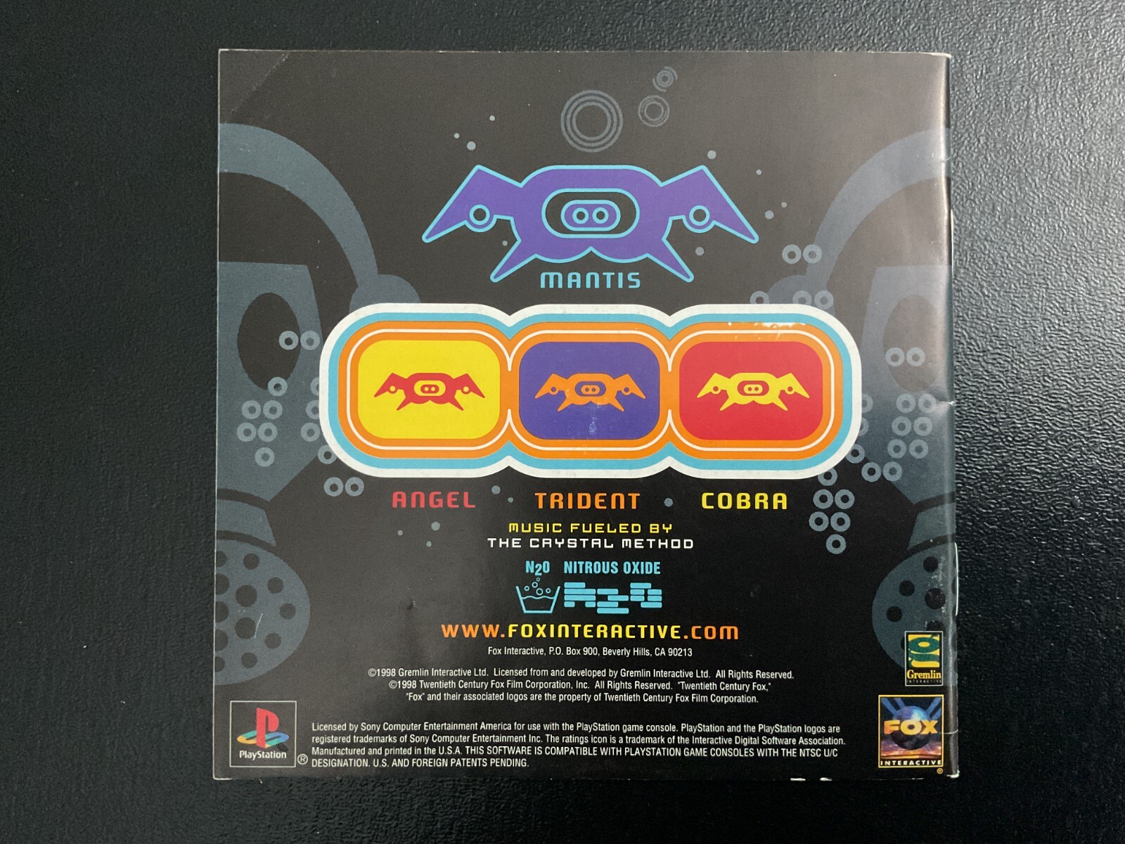 N2O Nitrous Oxide PS1 Sony PlayStation Instruction Manual Only