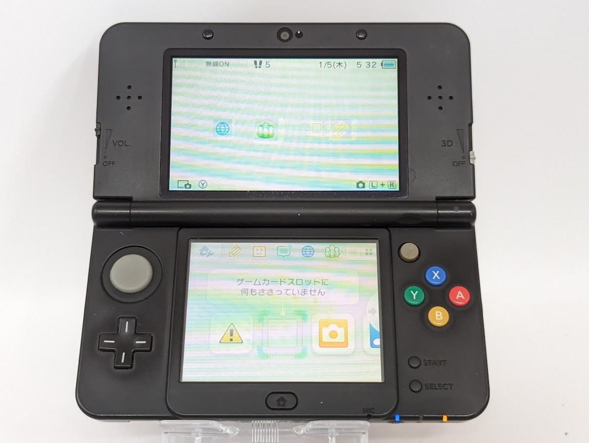 B349 Nintendo new 3DS console Black Plate No.001 Mario Japan w/pen adapter fx