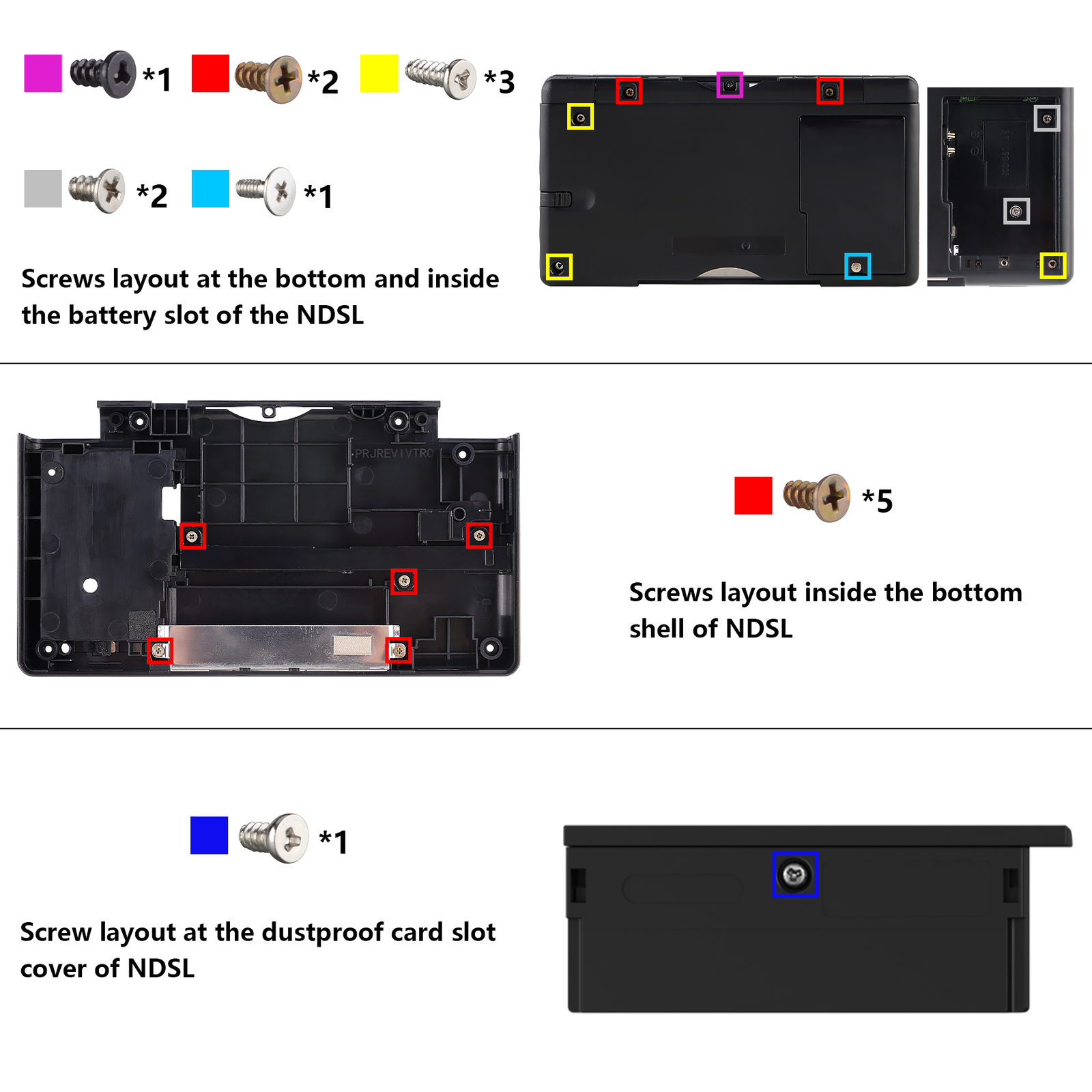 Full Replacement Housing Shell Screen Lens Buttons Clear For Nintendo DS Lite