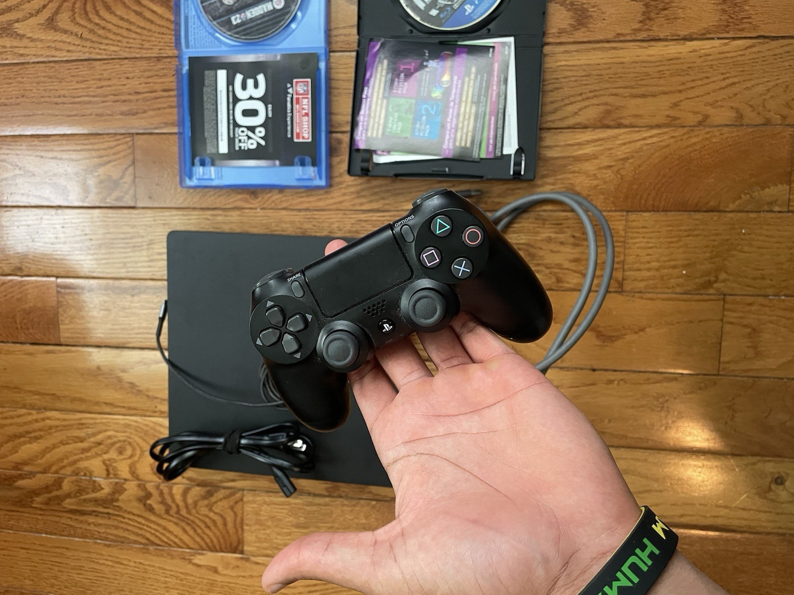 Sony PlayStation 4 Slim 500GB Black Console with Original Controllers and Games