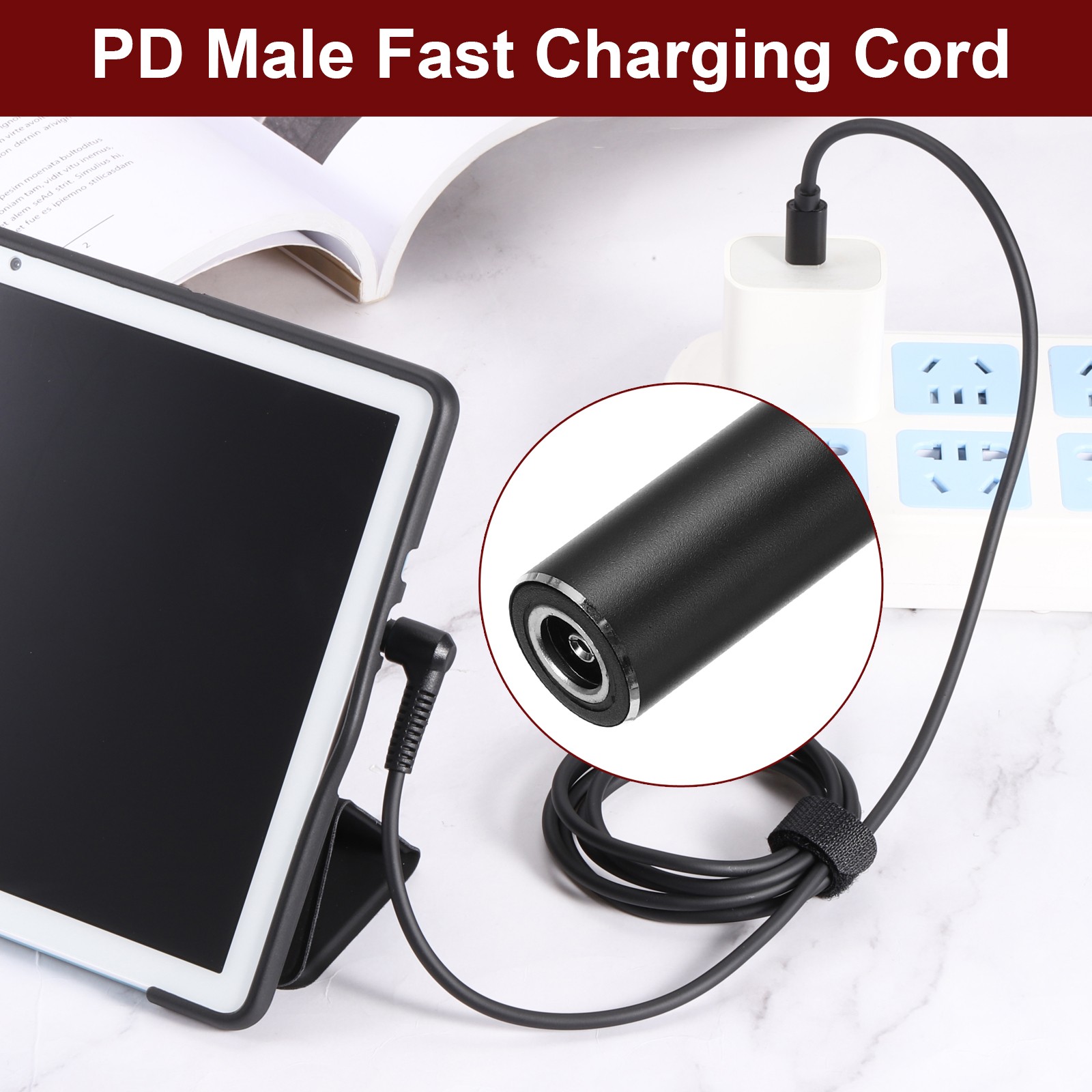 0.6FT USB C to DC PD Power Fast Charging Cable, 6.5mmx1.4mm 65W/5V/9V/20V(Black)