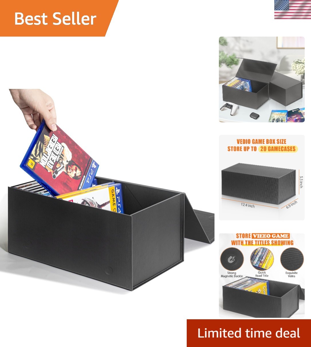 Video Game Storage Boxes, Blu-Ray Storage Boxes, Magnetic Video Game Box Prot…