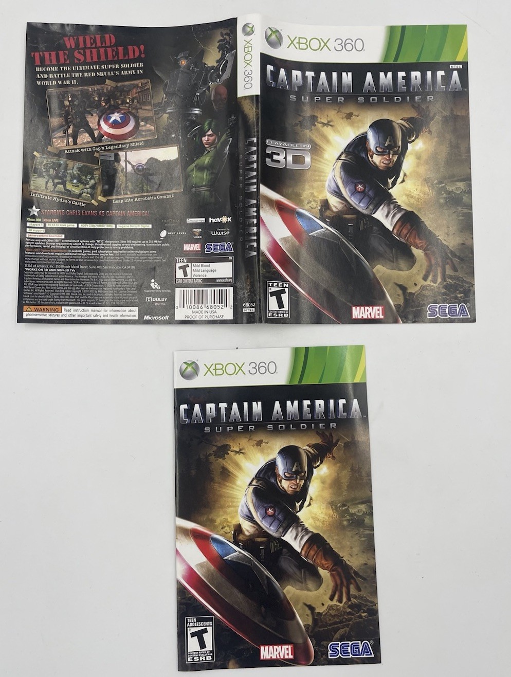 Captain America: Super Soldier (Microsoft Xbox 360, 2011) Cover Art & Manual