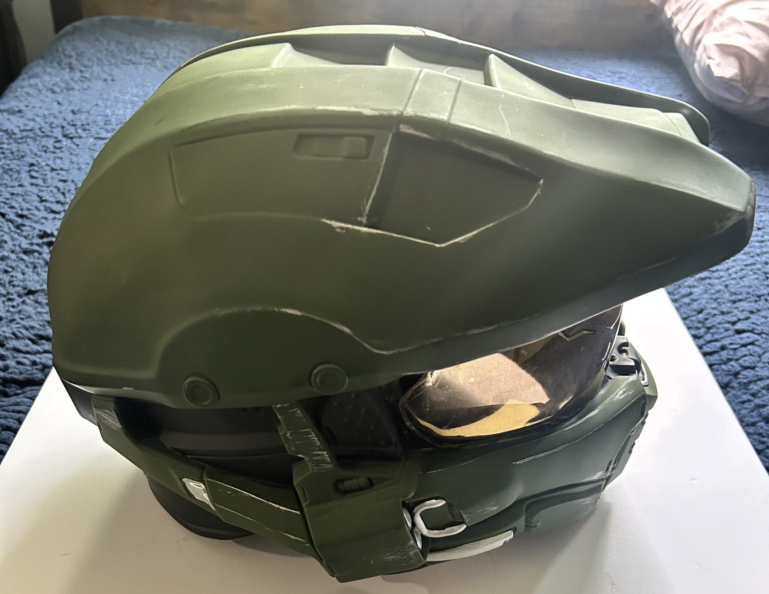 Halo Master Chief Spartan Helmet Costume Cosplay Mask Green Amber Visor Adult
