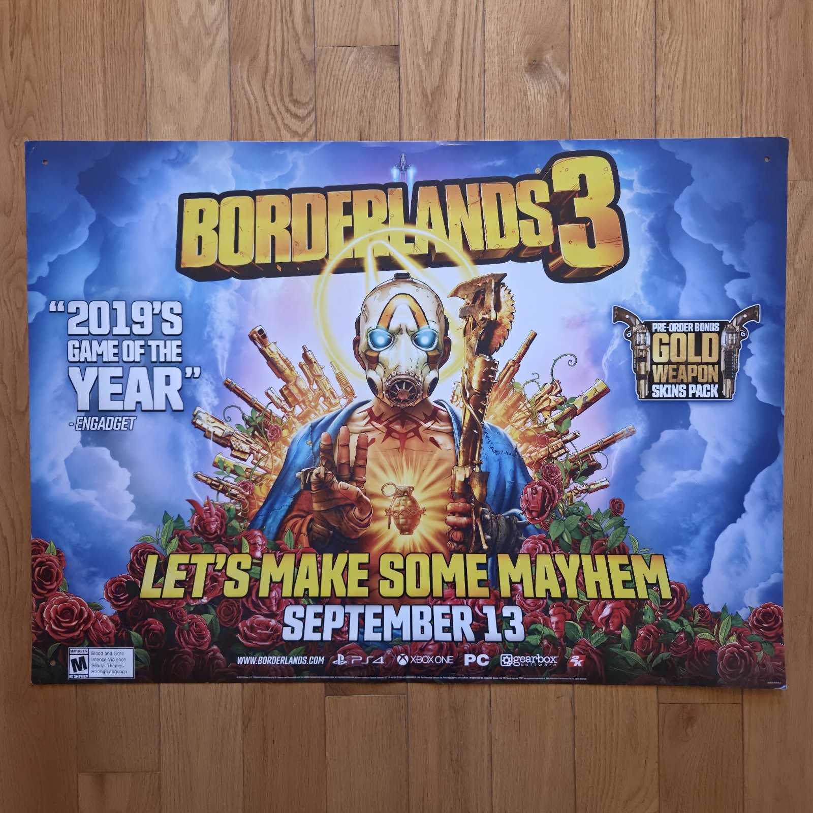 Borderlands 3 Official Promo Gamestop Poster 36 x 26 In Medium 2019 Display Rare
