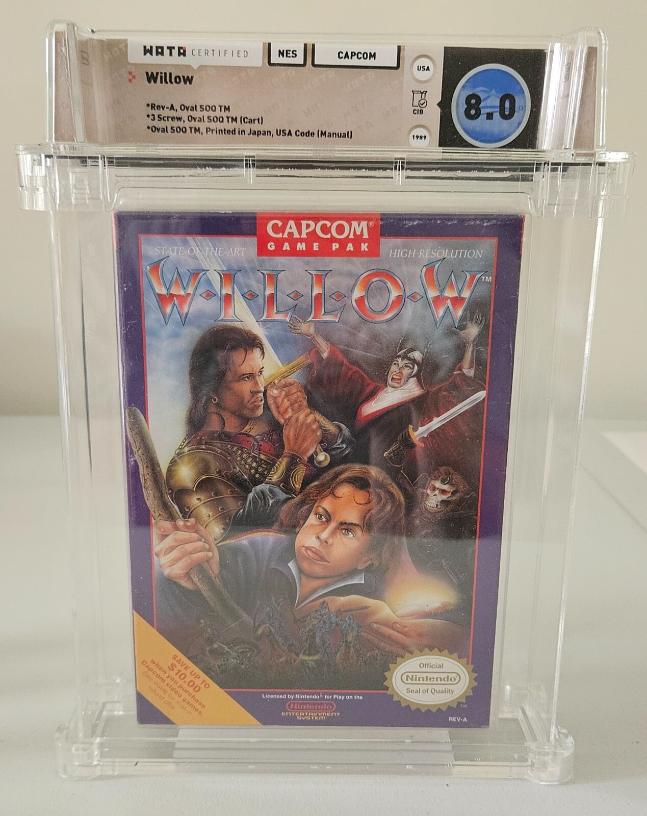 Willow WATA graded 8.0 CIB Nintendo Entertainment System 1989 Case is crack free