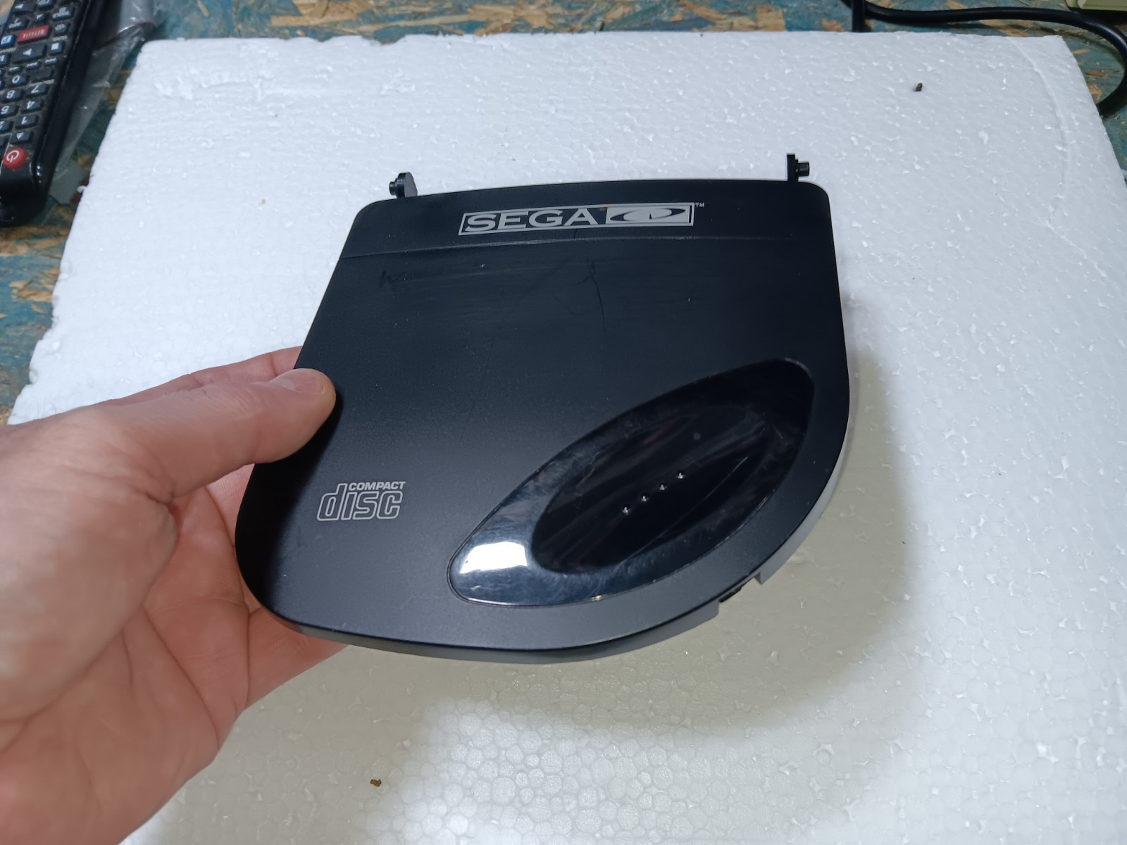 SEGA CD EMPTY-INTACT-DISK DOOR ONLY-JUST OK COSMETIC-SEE ALL