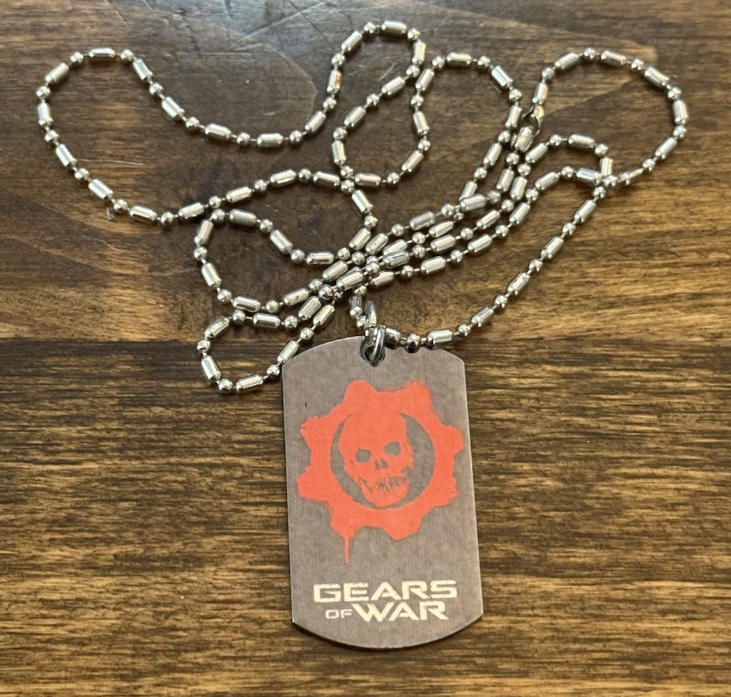Gears Of War Promo Dog Tag Necklace 2007 Era Xbox 360 Rare Tags GoW Silver