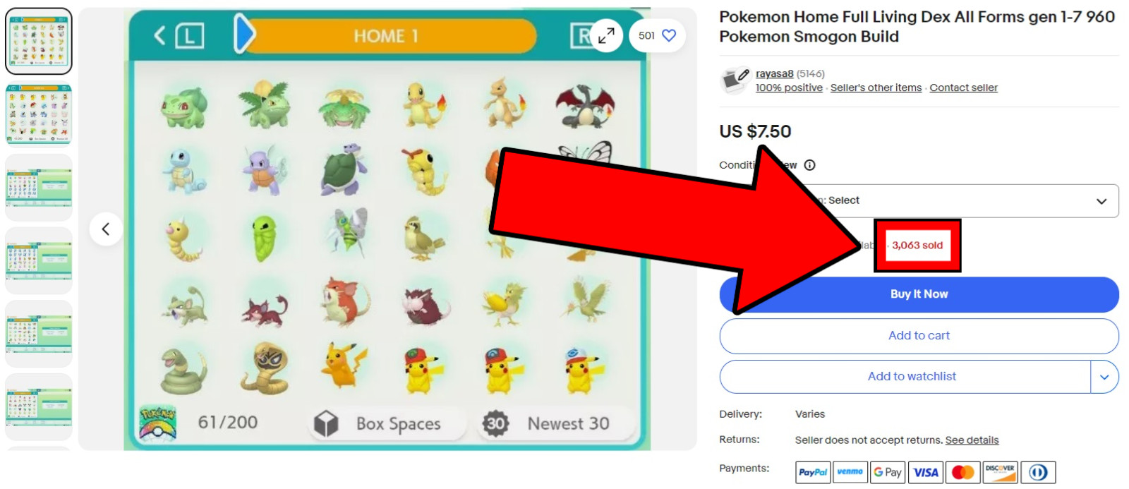 Pokemon Home Full Living Dex All Forms gen 1-7 960 Pokemon Smogon Build⚡
