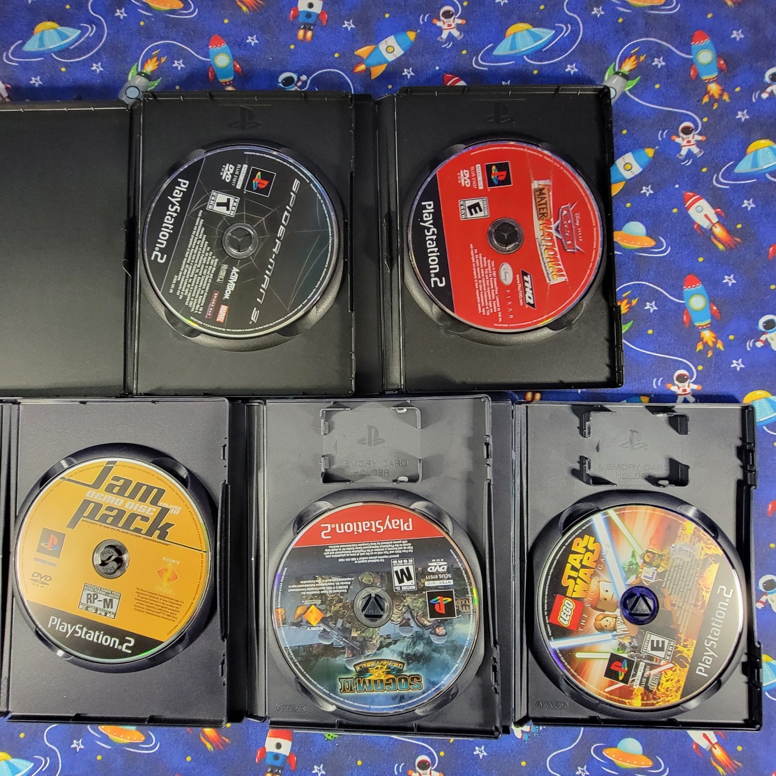 PS2 Games Lot of 9 Spider-Man 3 SmackDown vs Raw 2007 LEGO Star Wars Cars
