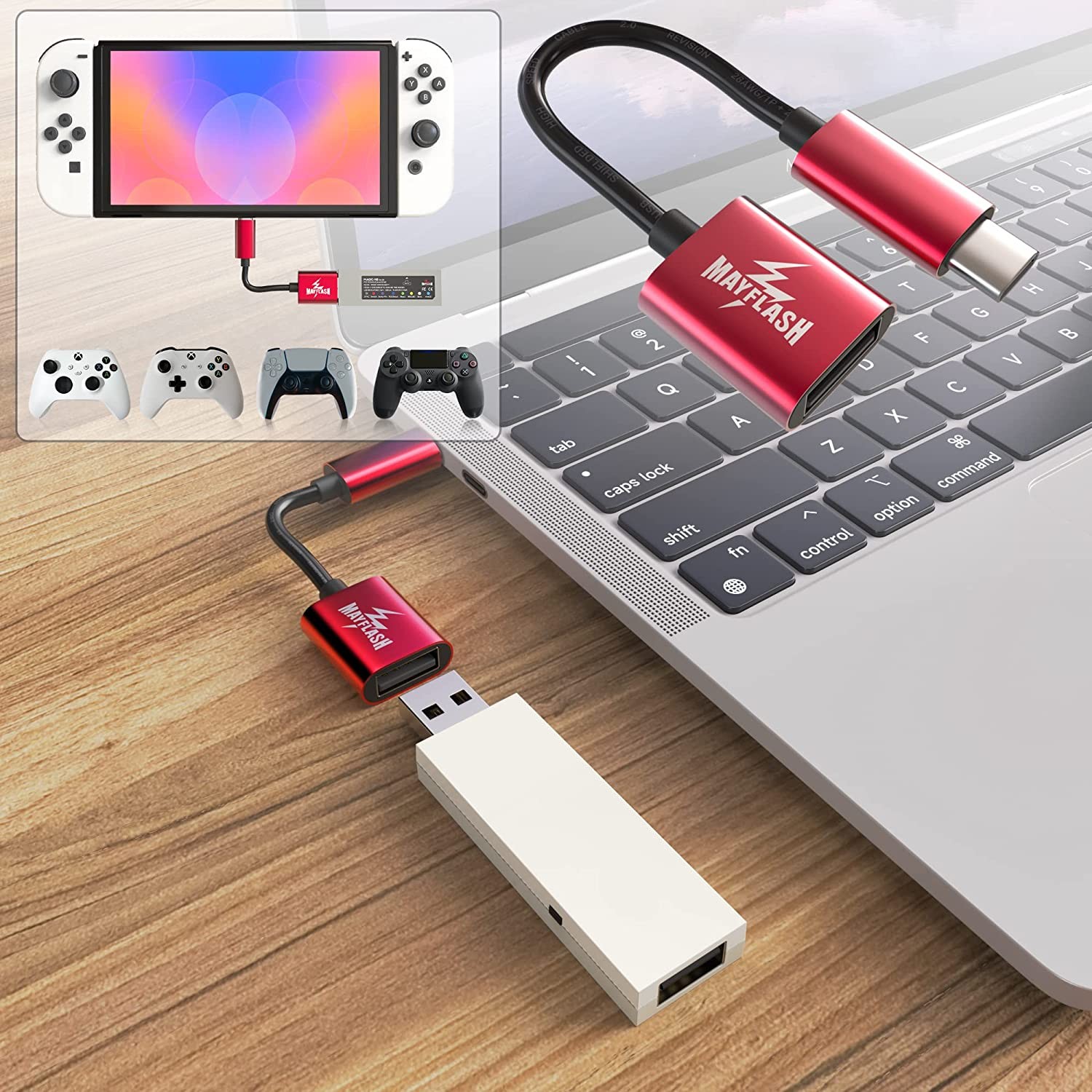 MAYFLASH Magic NS Wireless Bluetooth Controller Adapter for Switch, PS5, Xbox