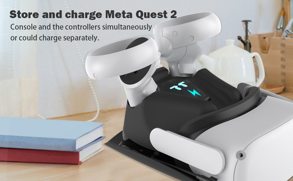 Charging Dock for Meta Quest 2, w/Magnetic Charging and 2 Rechargeable Batteries