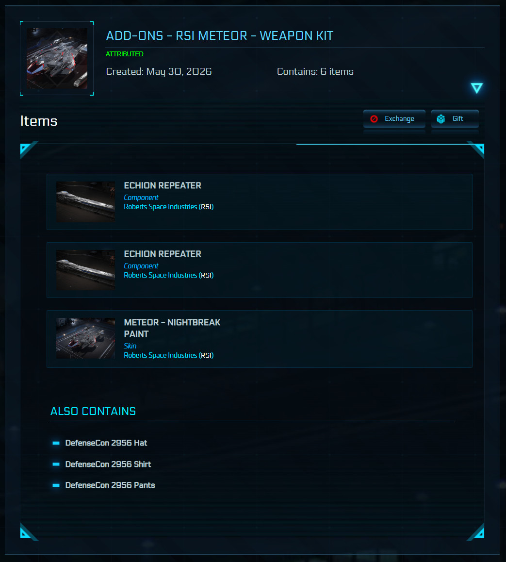 STAR CITIZEN – ADD-ONS – RSI METEOR – WEAPON KIT