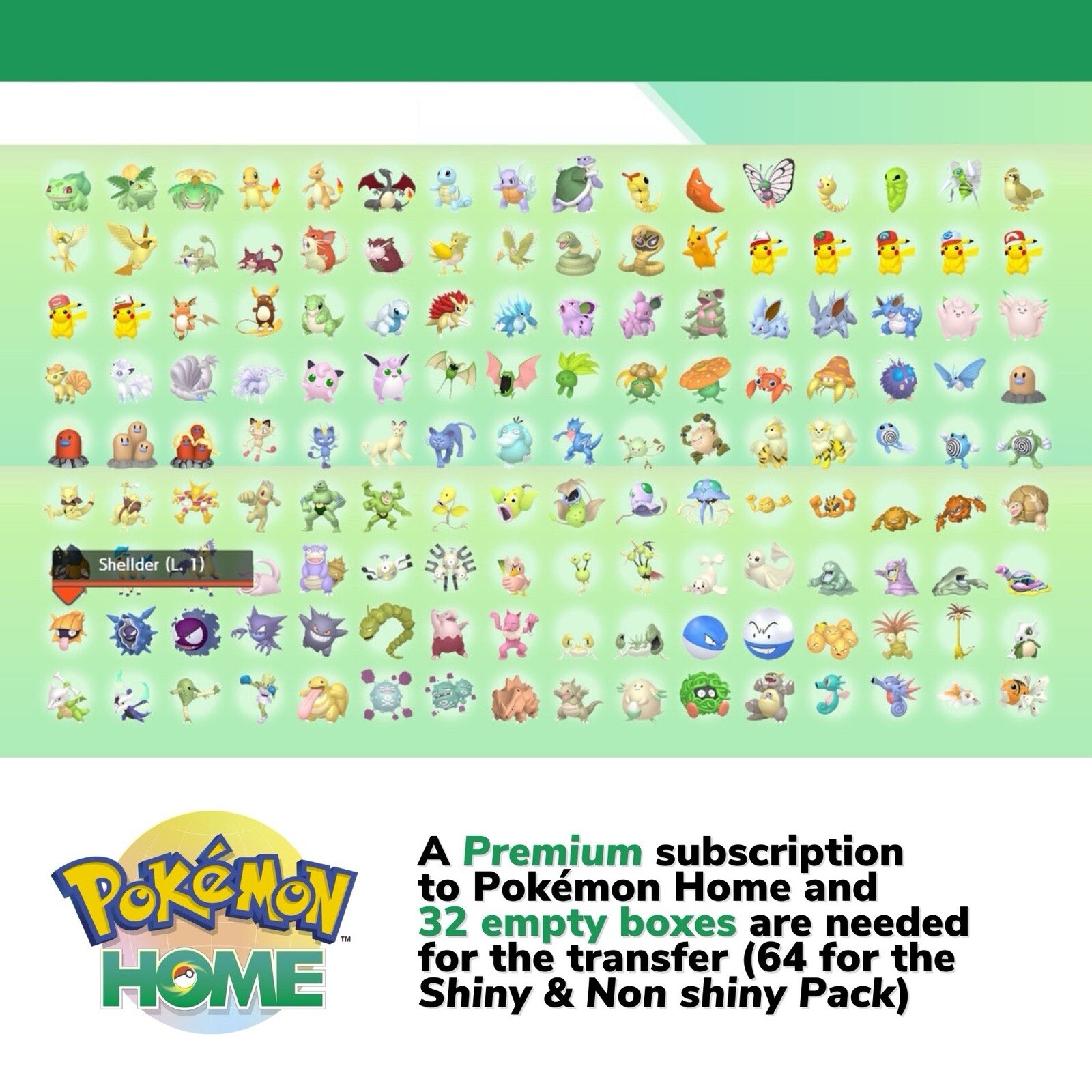 Pokémon HOME Gen 1-7 Shiny Living Dex Complete Pokedex up to Zeraora 2017 Custom