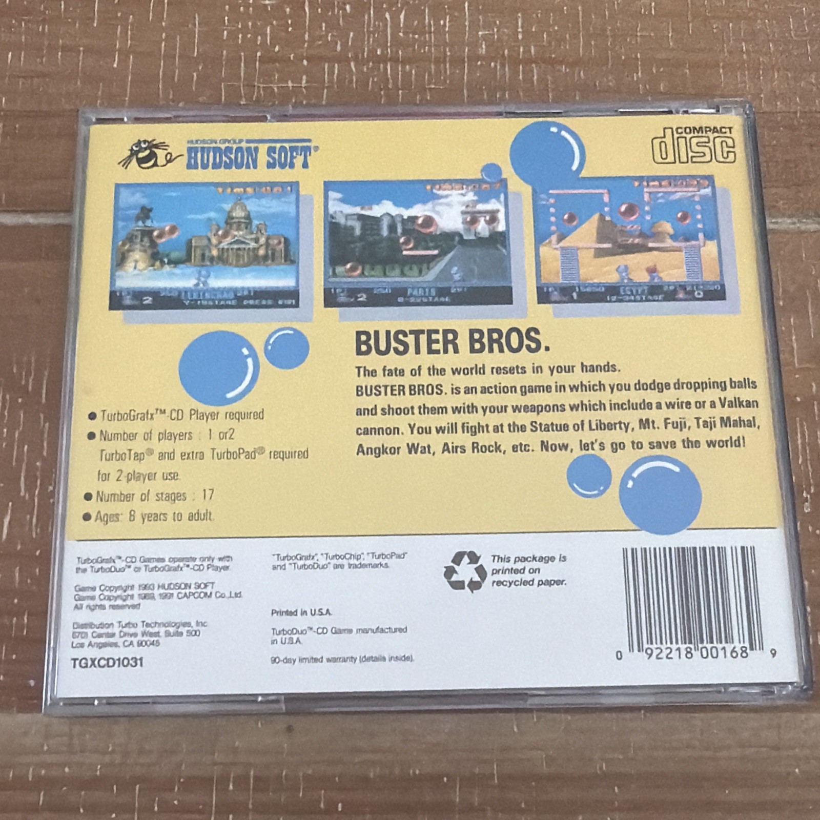 Buster Bros TurboGrafx CD Complete In Case CIC
