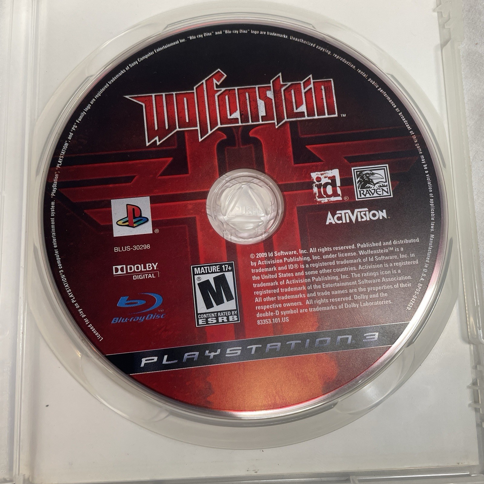 Wolfenstein – PlayStation 3, PS3 (Very Good, CIB w/ Manual) Tested Works