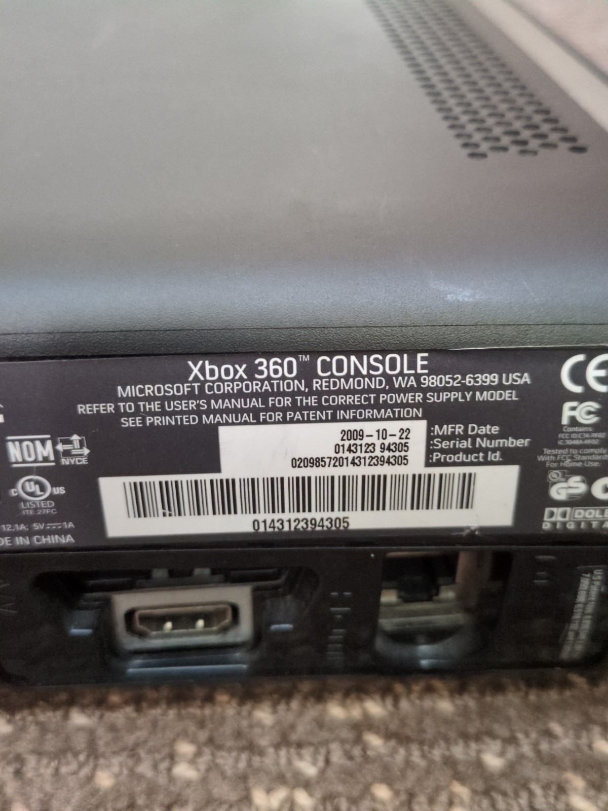 X Box 360 Elite Console 120 GB Black Power Cord 1 Controller Madden 13