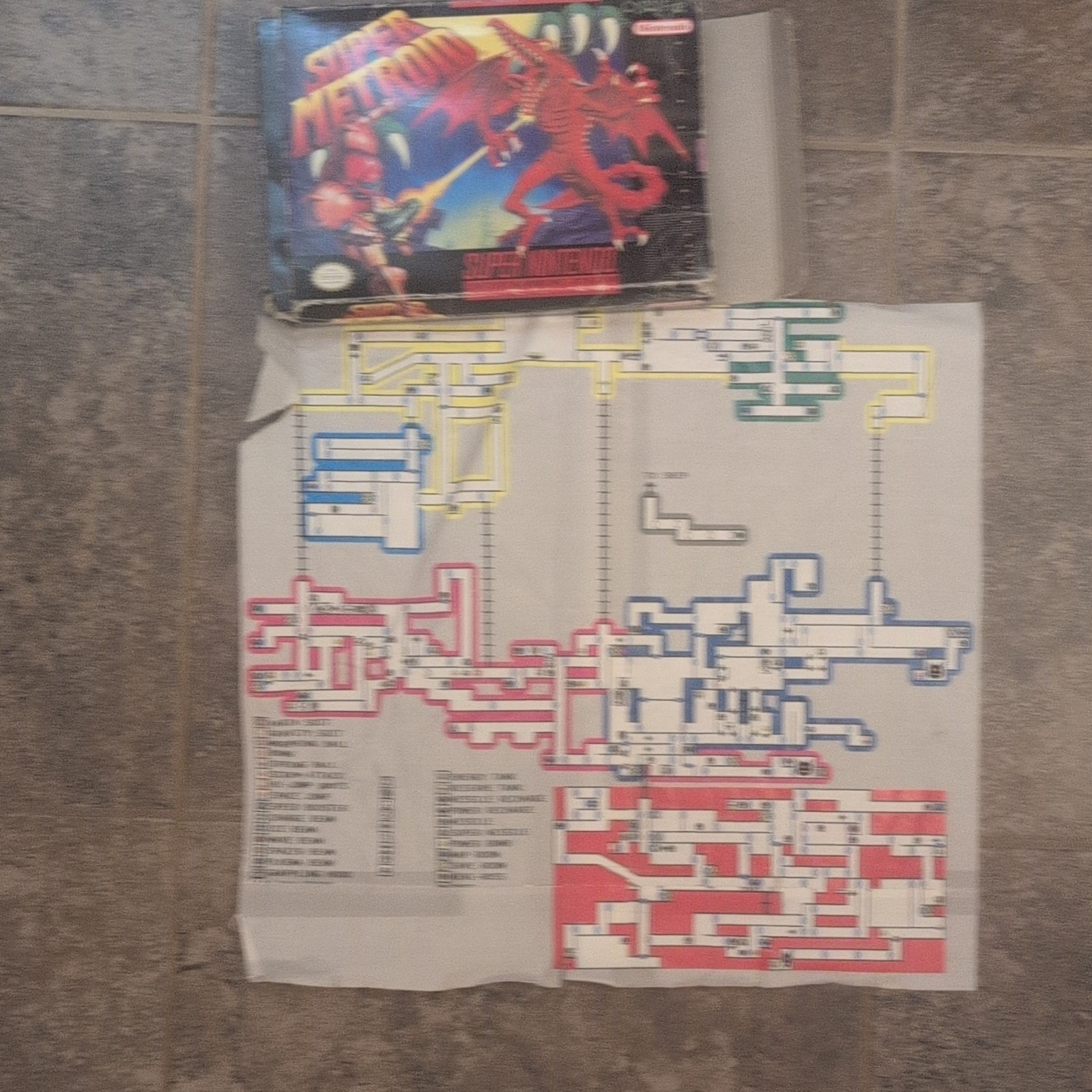 Nintendo Super Metroid SNES: Zebes World Map & Boss Legend.” The Legend: & case