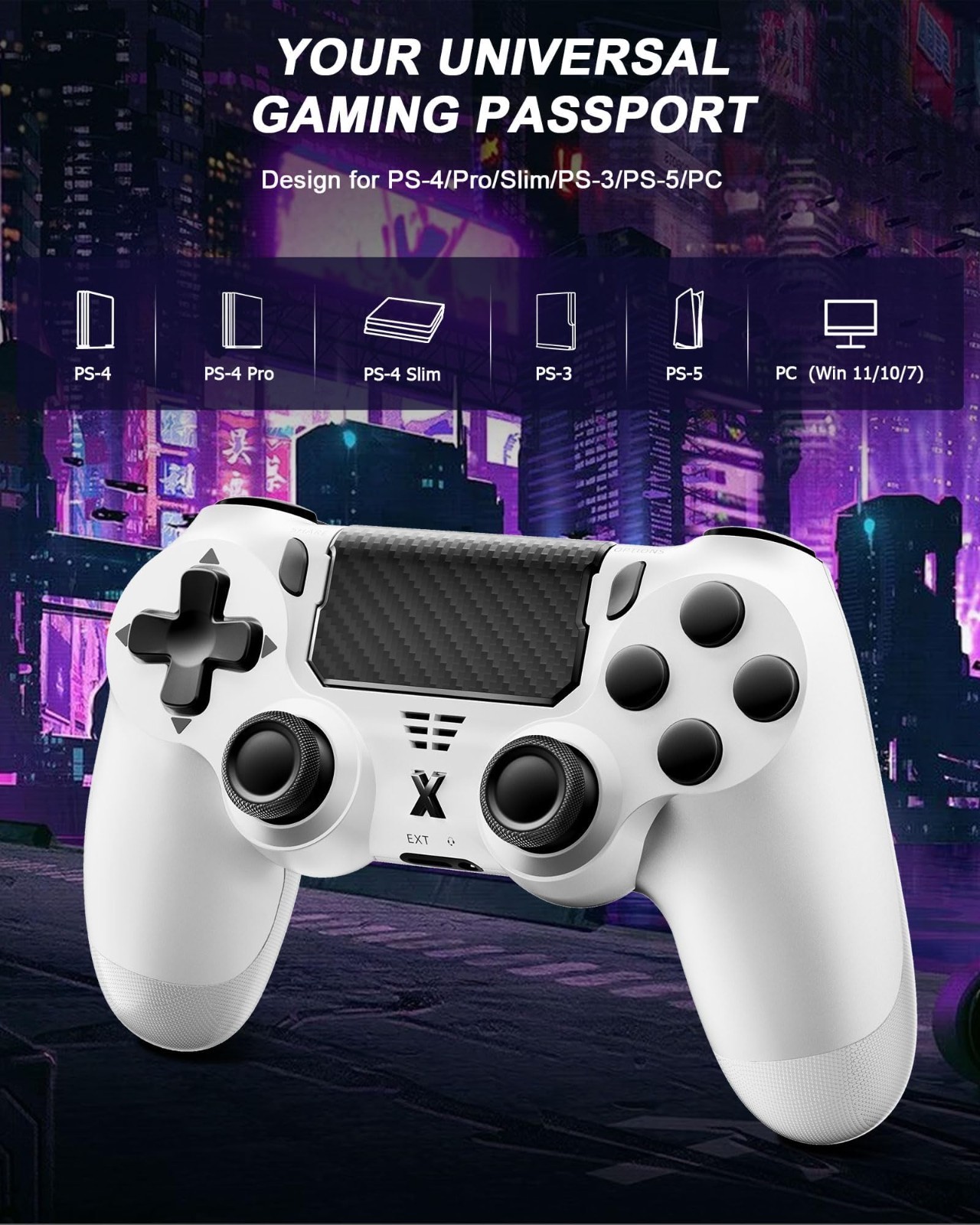 Wireless PS4 Controller – Dual Vibration Joystick, 3.5mm Audio Jack, Motion Sens
