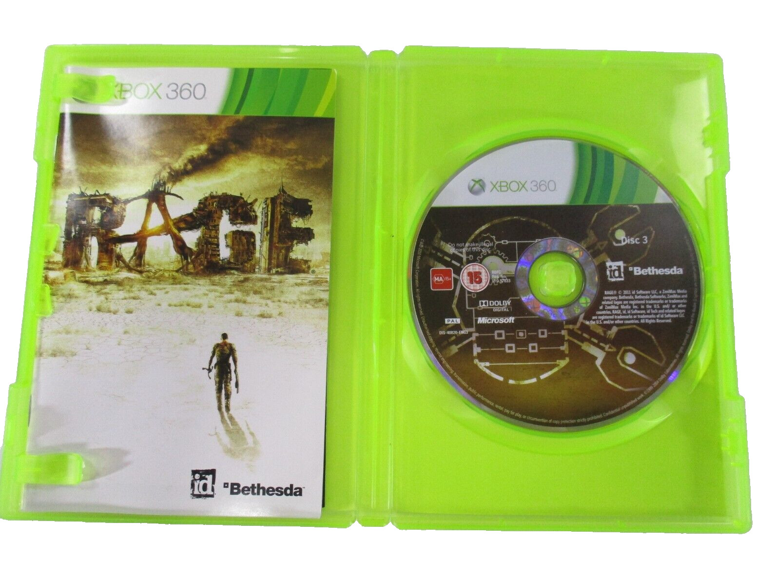 Rage XBOX 360 MA15+ PAL R4 2011 Rad Games + Manual Tested