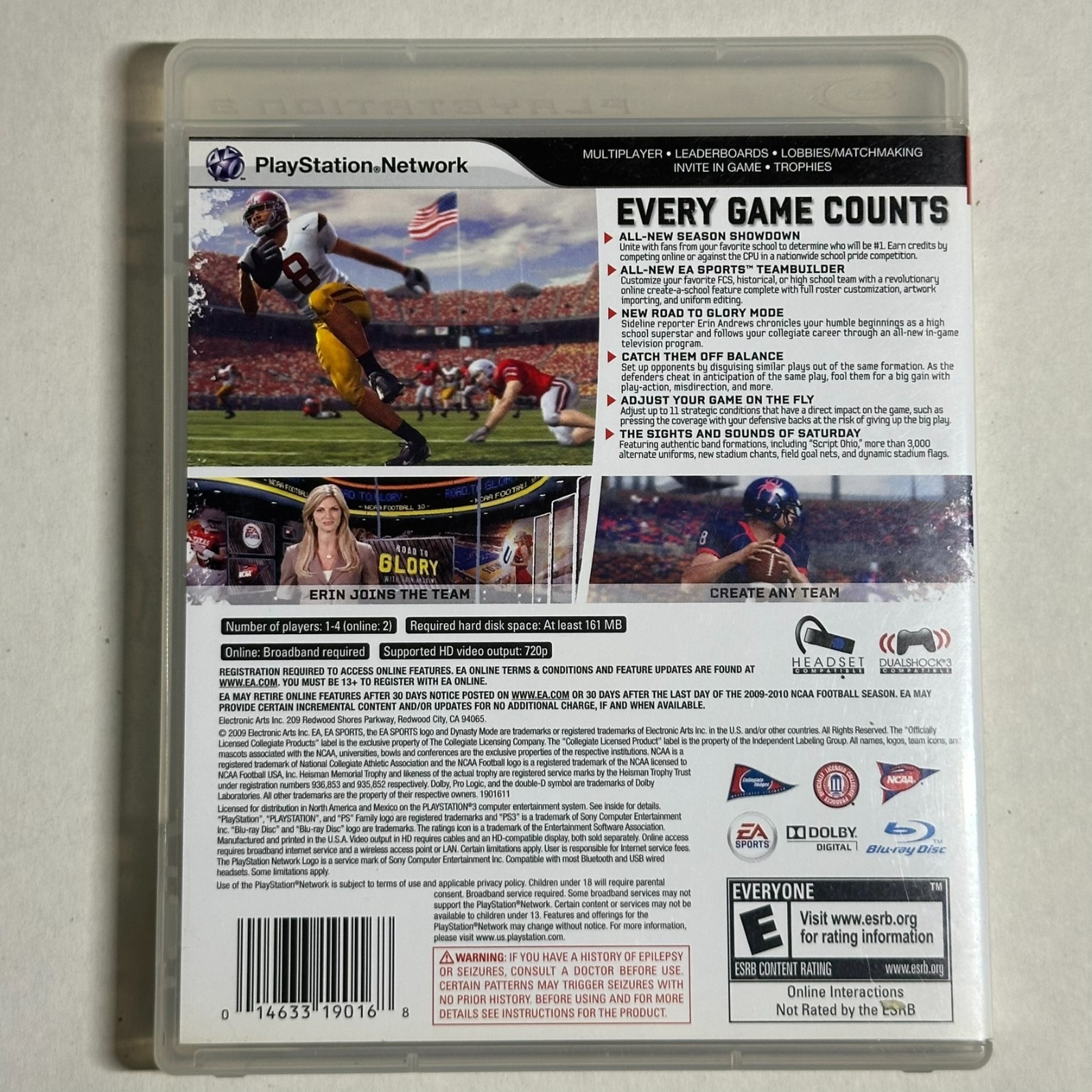NCAA Football 10 PS3 PlayStation 3 Complete CIB Manual EA Sports