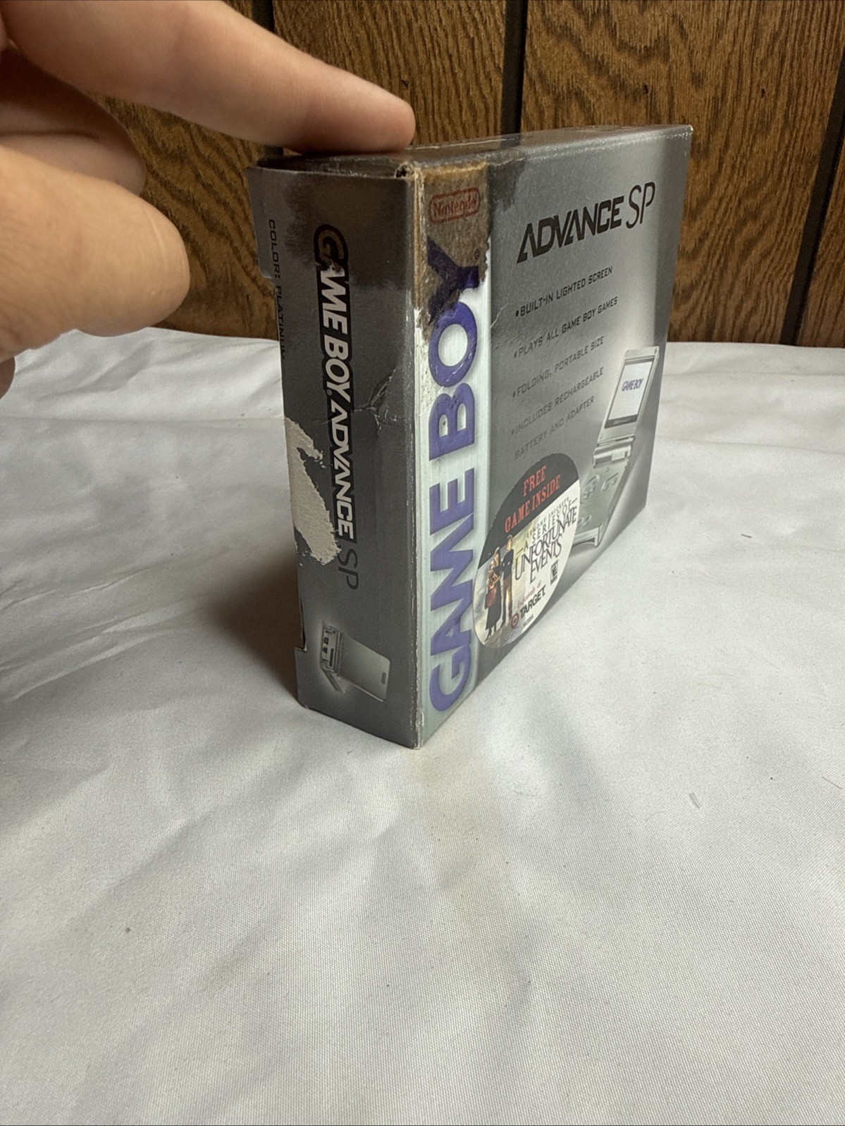 Platinum Silver Nintendo Game Boy Advance SP Box ONLY Rare “Unfortunate Events”