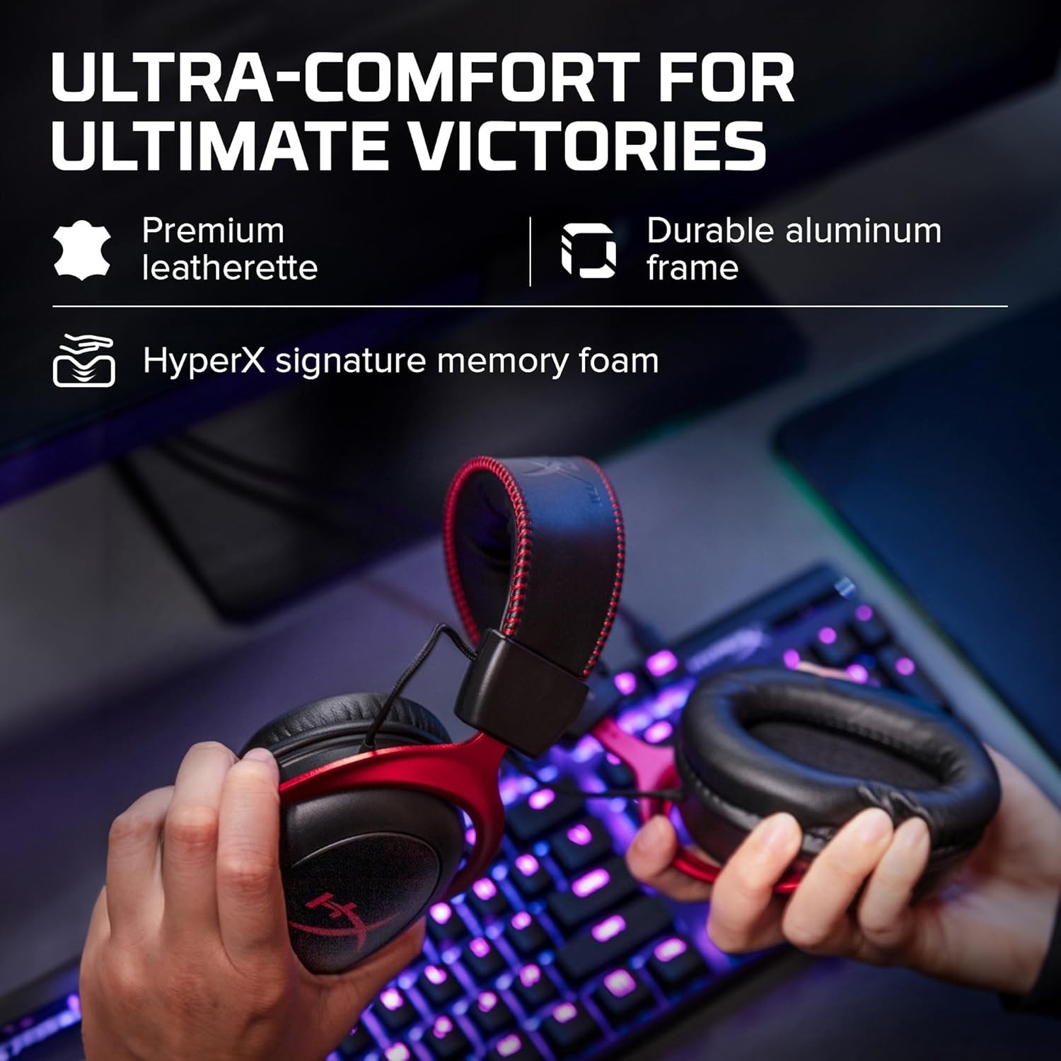 HyperX Cloud II Wired Gaming Headset Black/Red w/ Memory Foam & Leatherette READ