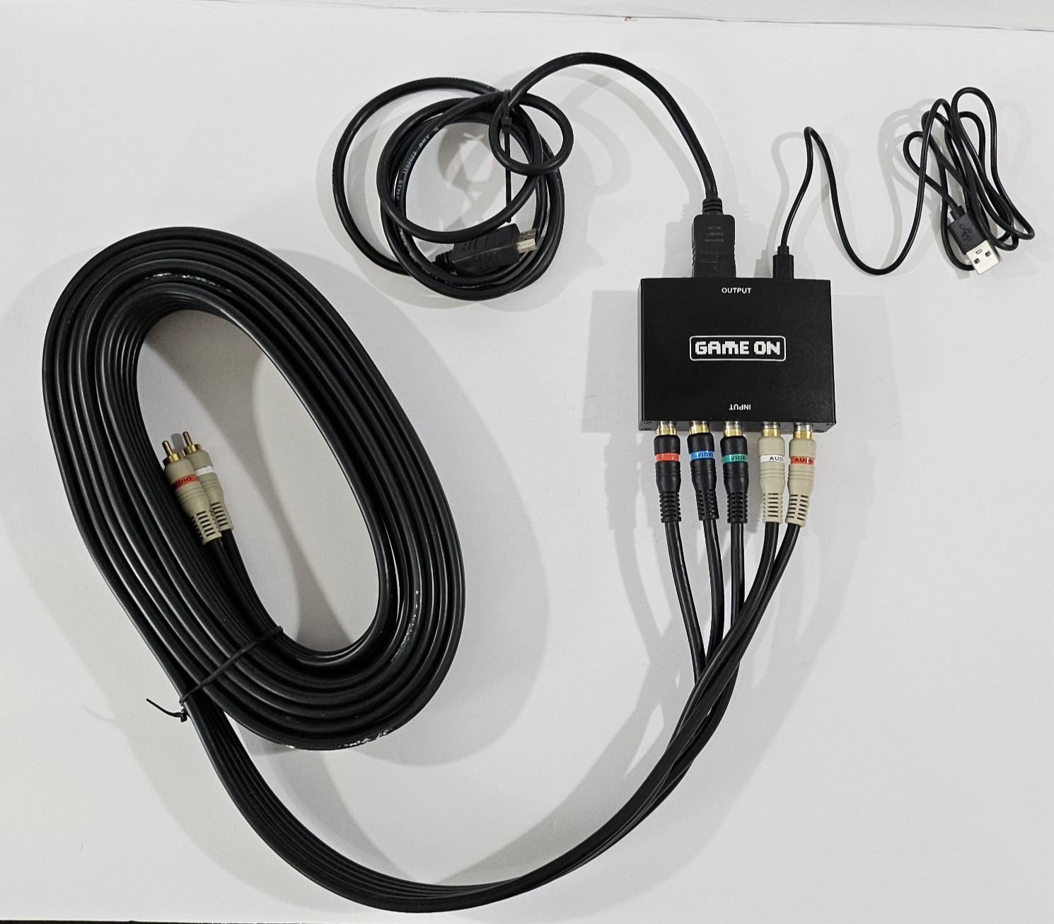 Game On Component to HDMI Converter + RCA Cables Lot Retro Gaming PS2 Wii Xbox