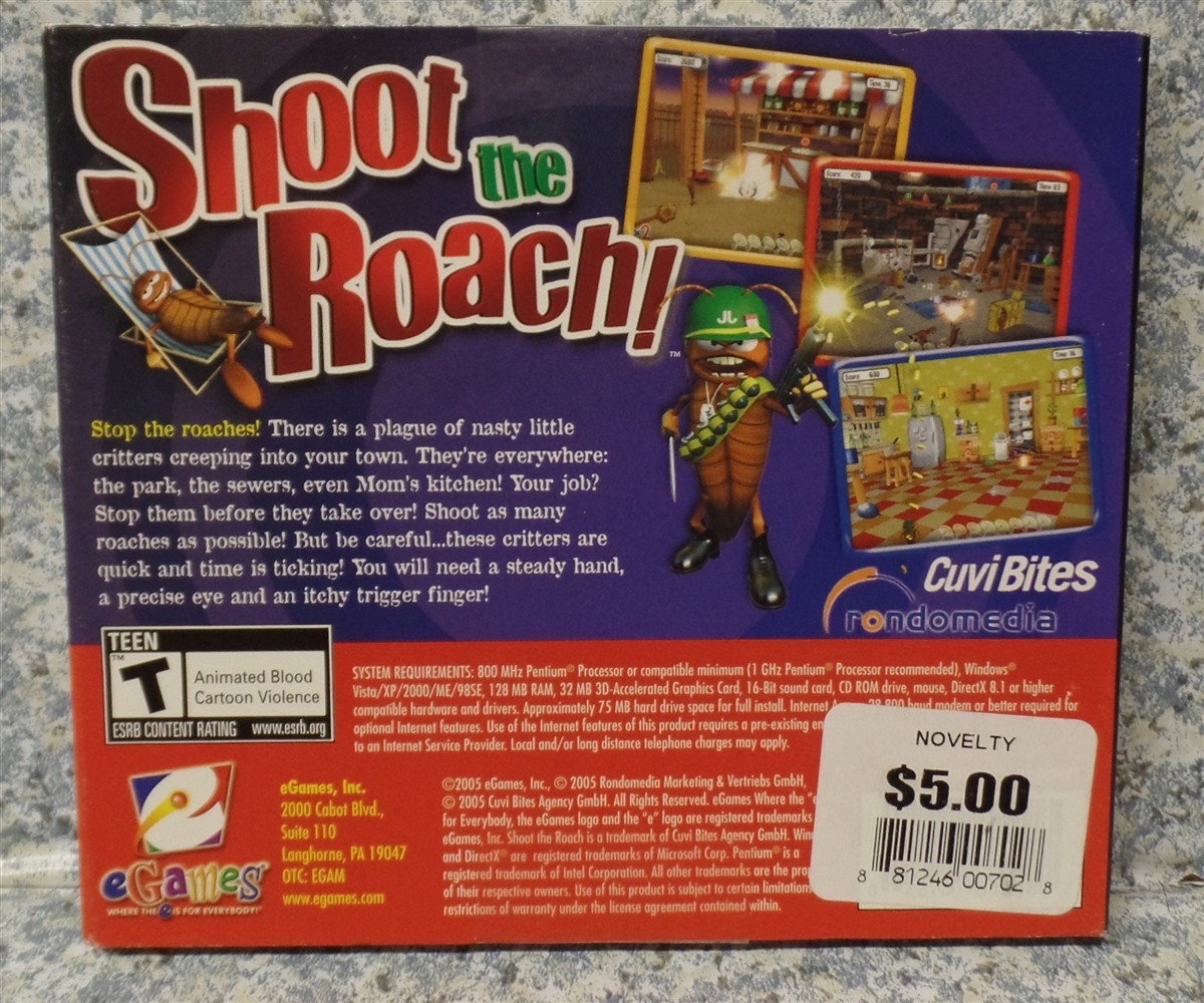 Video Game PC Shoot the Roach eGames NEW SEALED Jewel