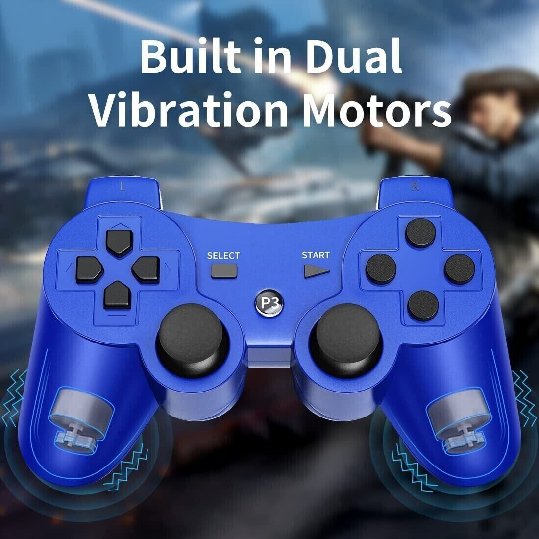 2x Wireless Bluetooth Video Game Controller Pad For PS3 Playstation 3,Black