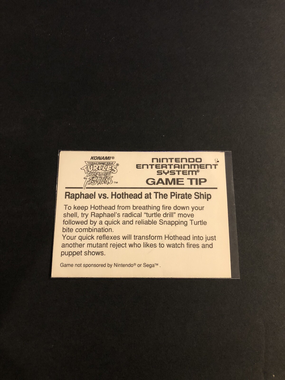 TMNT Tournament Fighters Trading Card SNES Sega Farley’s Fruit Snacks Hothead