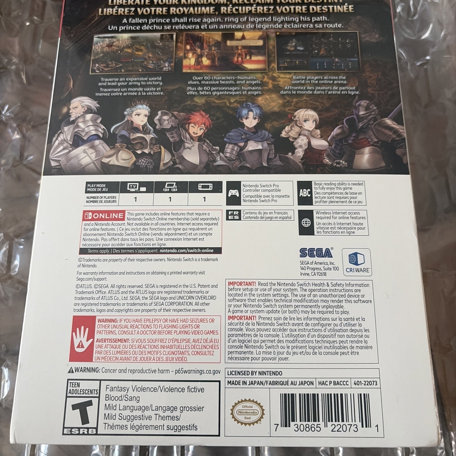 Unicorn Overlord Collector’s Edition (Monarch Edition) Switch – New/Sealed