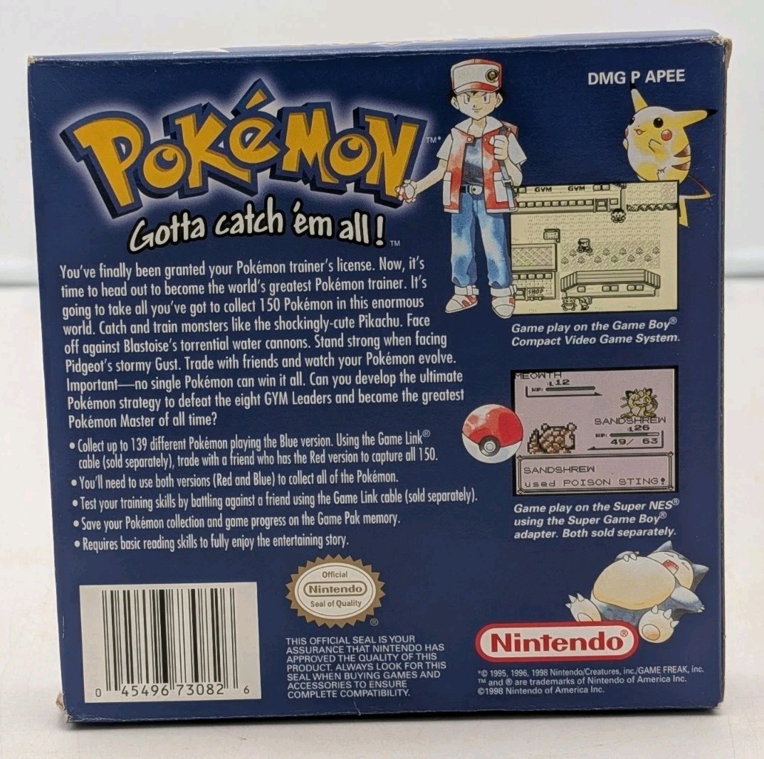 Pokemon Blue First Edition Nintendo Gameboy Complete In Box CIB Tested VGC