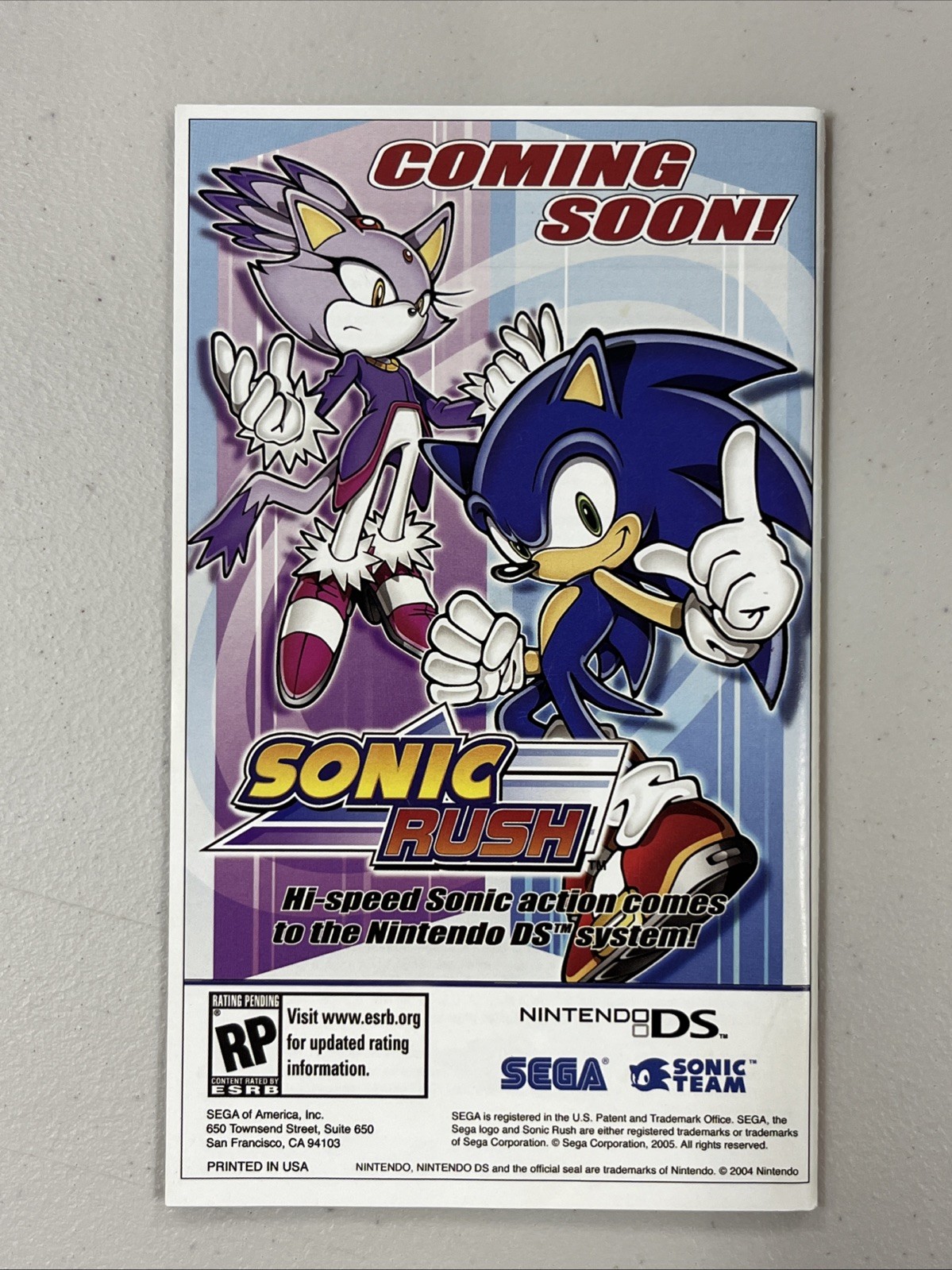 Sonic Gems Collection Nintendo GameCube Manual ONLY – No Game