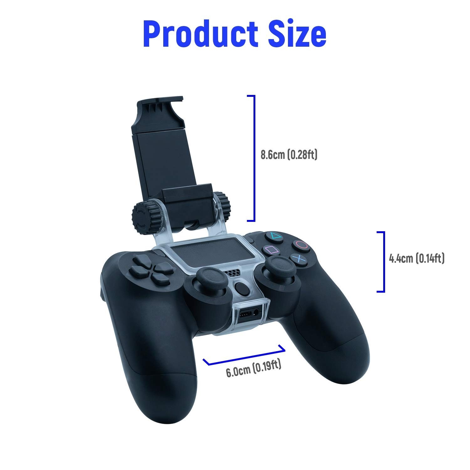 PS4 Controller Phone Mount Clip – Adjustable Holder for Smartphones Up to 6 Inch