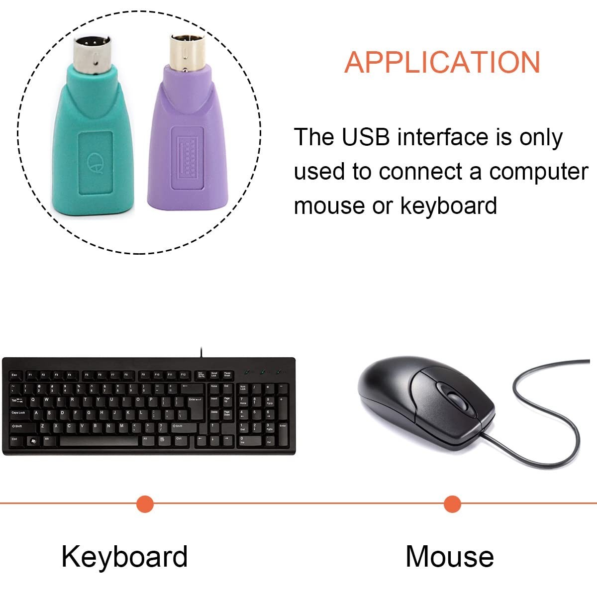 PS/2 to USB A Adapter Male to Female – 4-Pack for Easy PC Peripheral Connection