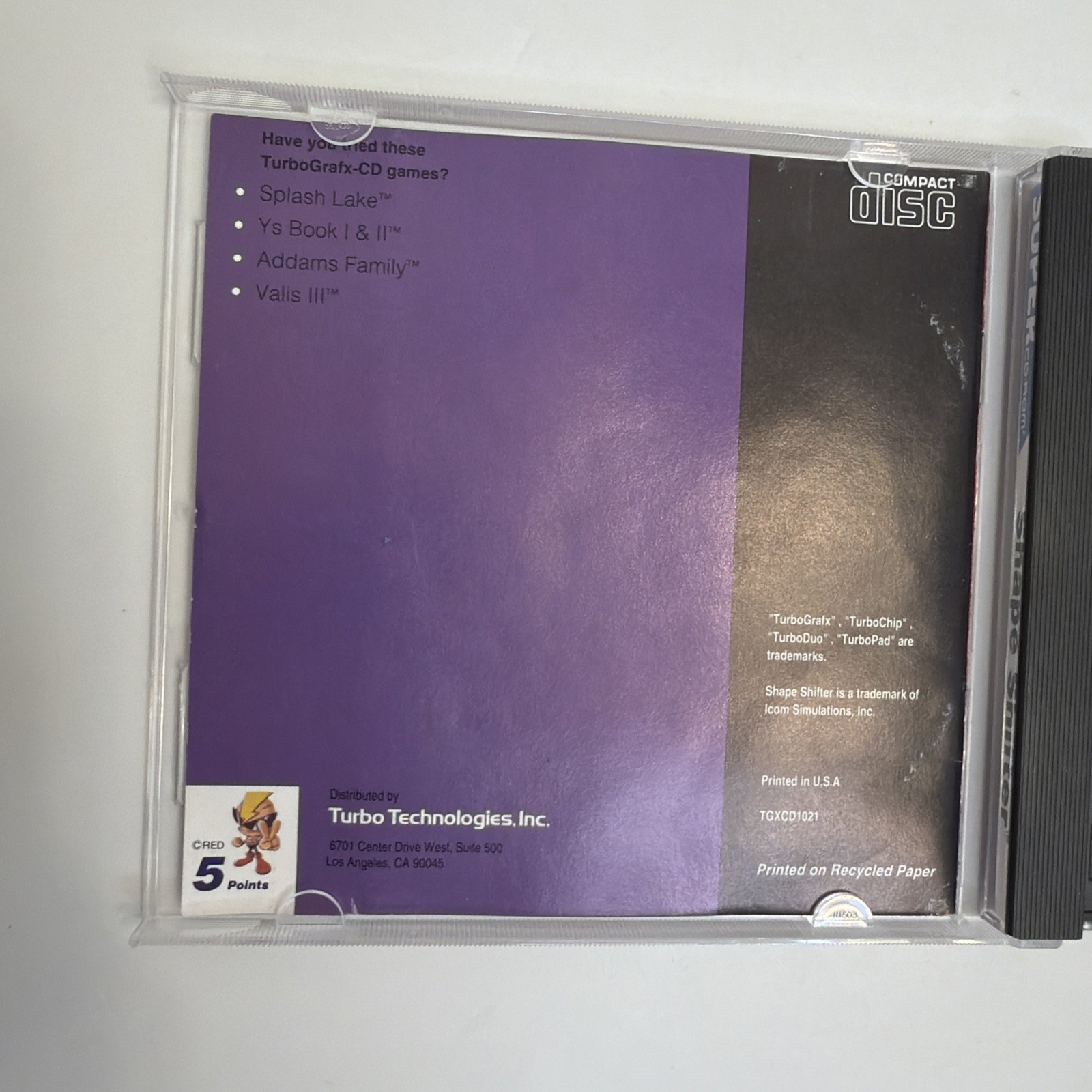 Shape Shifter TurboGrafx Super CD Turbo Duo Tested Complete CIB