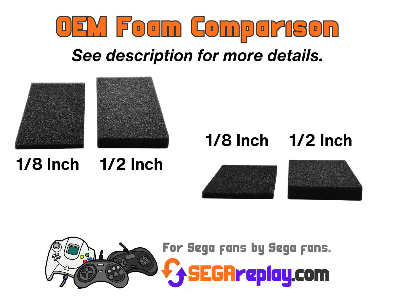 Long Box OEM Foam Inserts, 1/8 inch, Sega Saturn, Sega CD, PS1, NEW, US SELLER!