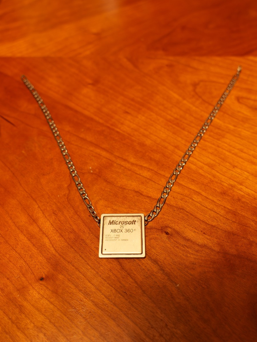 Unique Custom Xbox 360 Slim CPU Necklace, XCGPU Silver-Tone Stainless Chain